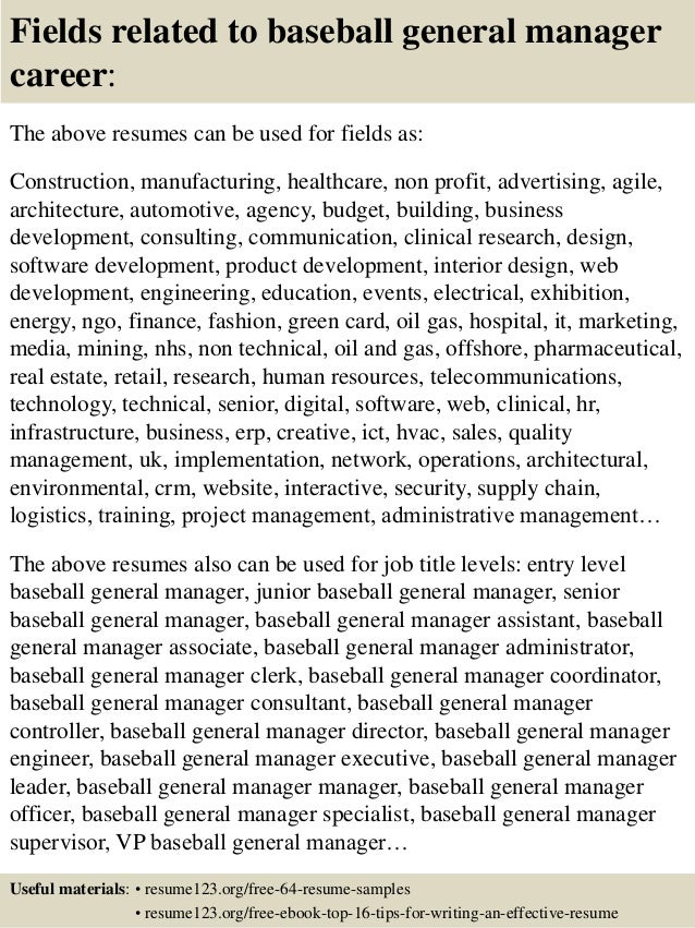top 8 baseball general manager resume samples general manager resumes