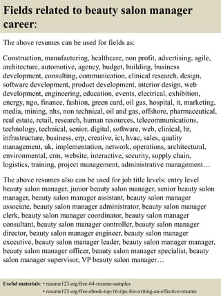 Top 8 beauty salon manager resume - Top 8 Beauty Salon Manager Resume Samples 16 320 