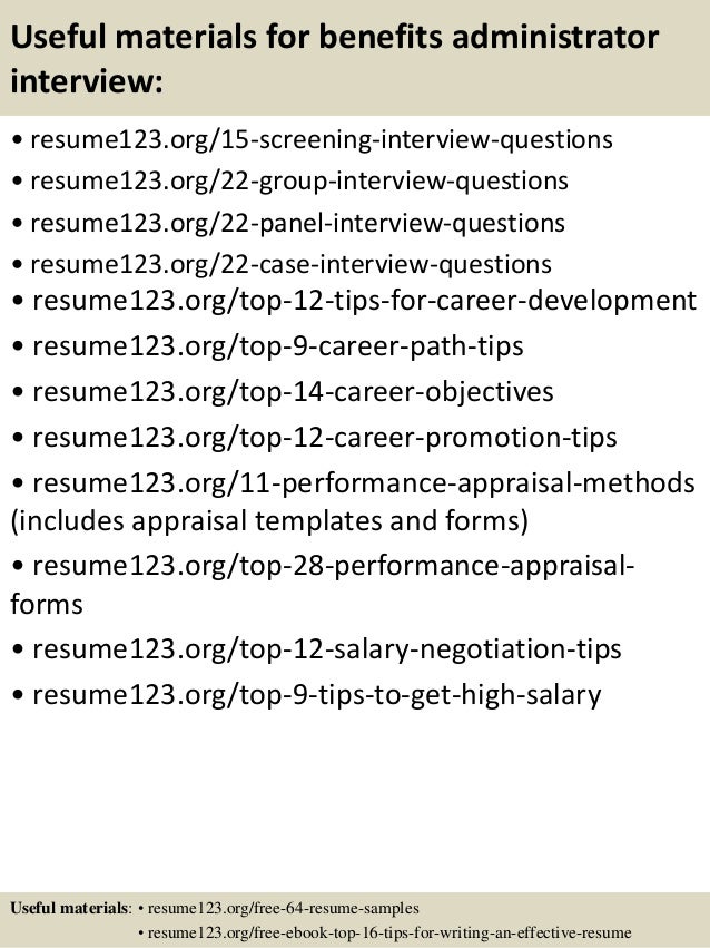 Sample benefits administrator resume