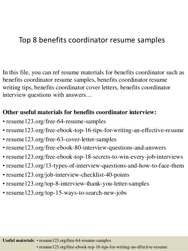 Benefit coordinator resume