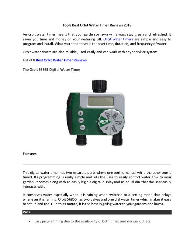 Top 8 Best Orbit Water Timer Reviews