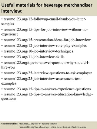 Top 8 beverage merchandiser resume samples | PPTX | Resume Writing and ...