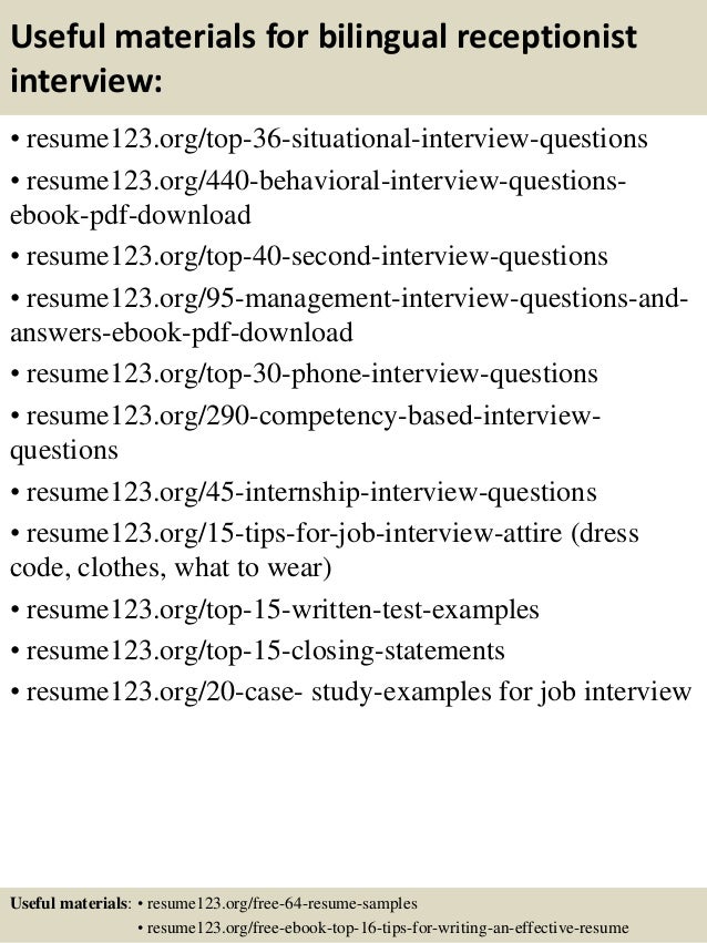 resume template receptionist