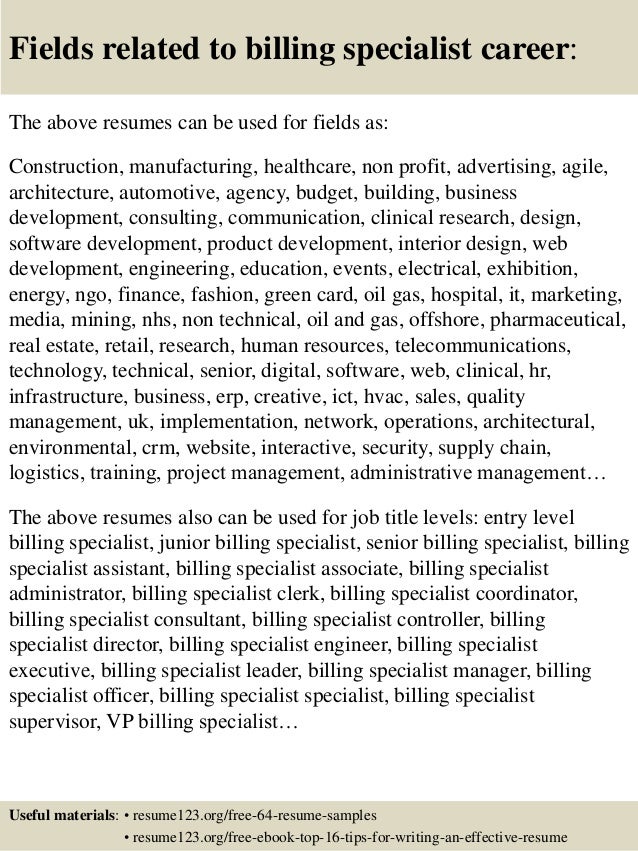 billing specialist resume