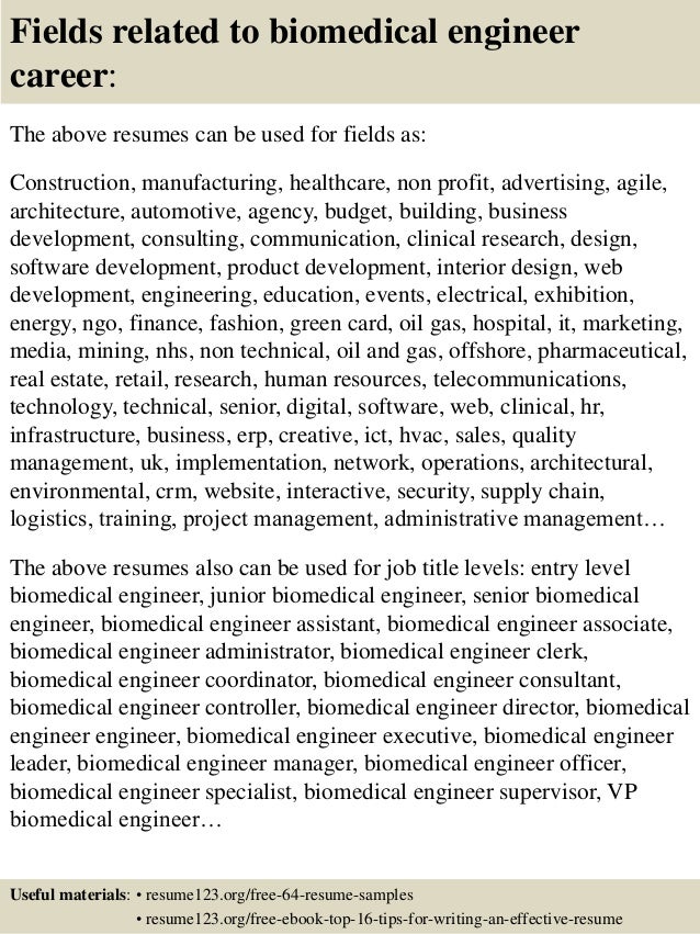 Biomedical field service engineer resume