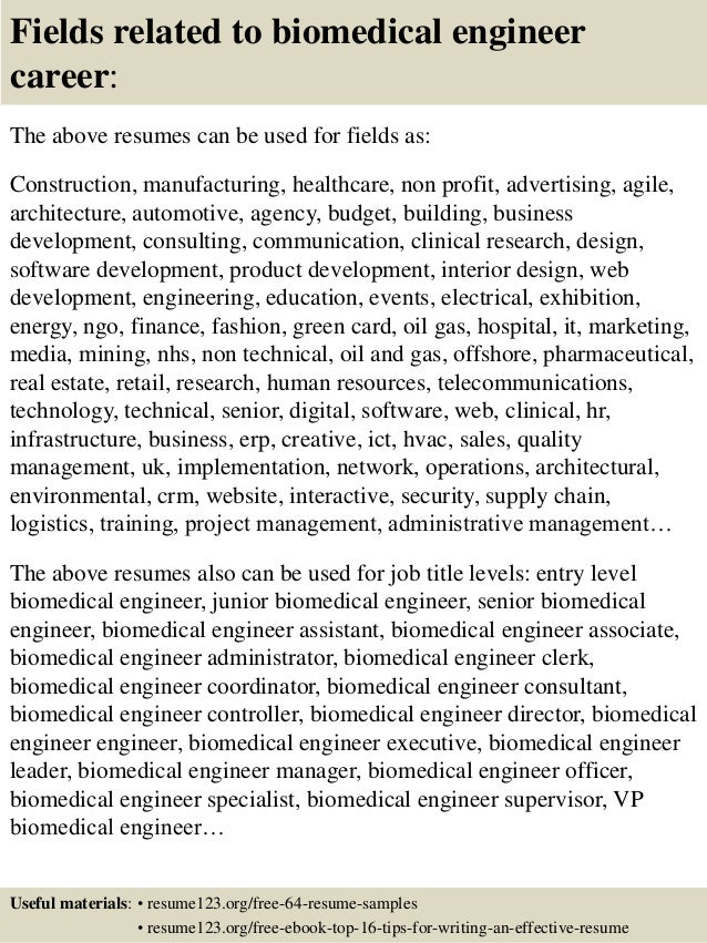 Resume format for freshers biomedical engineers