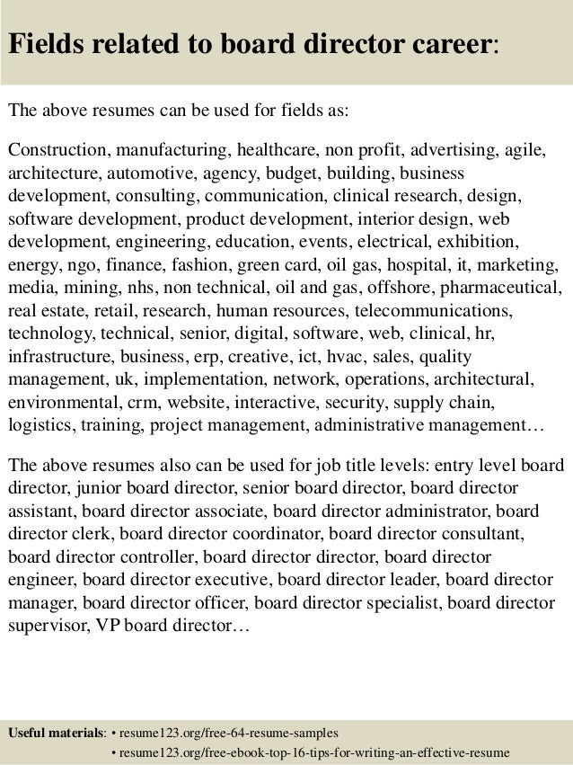 board resumes