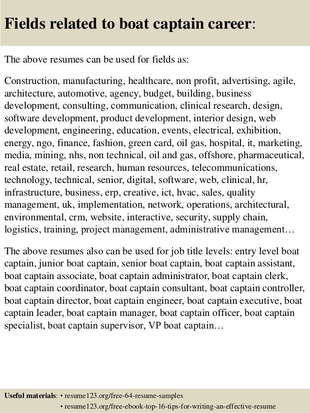 Top 8 boat captain resume samples