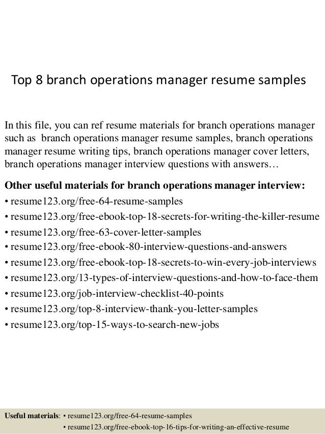 Branch manager resume