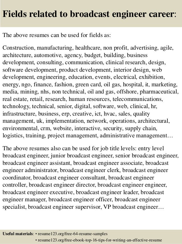 broadcast engineer resumes