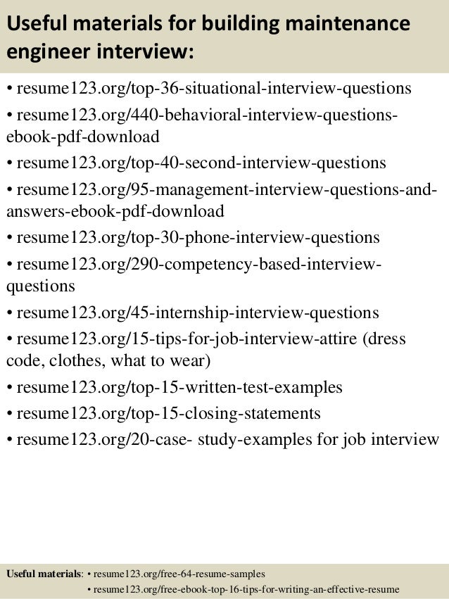 building maintenance sample resumes