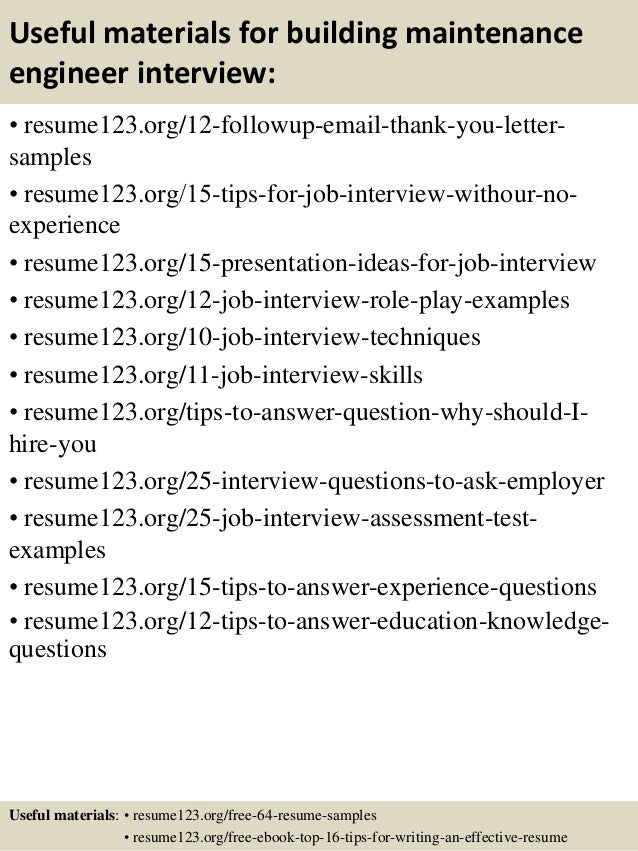 building maintenance sample resumes