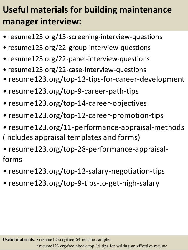 maintenance manager resume sample