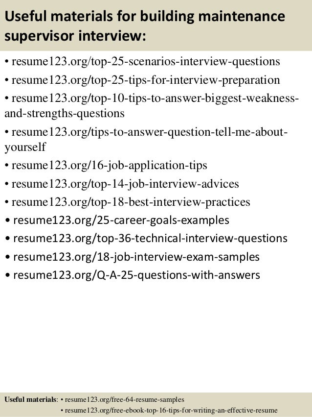building maintenance resume