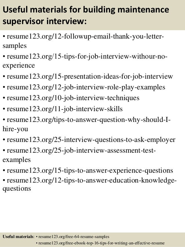 resume for maintenance supervisor