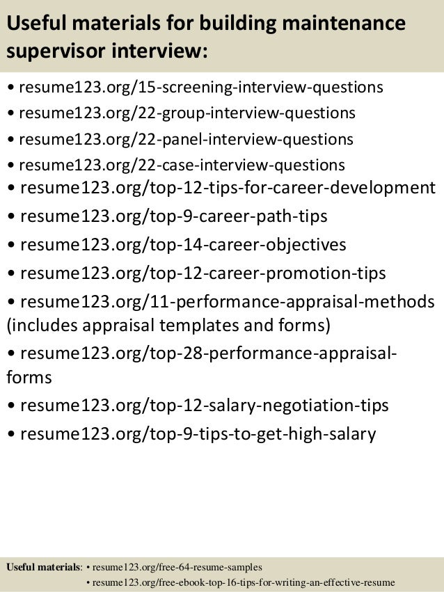 building supervisor resumes
