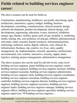 Top 8 building services engineer resume samples | PPTX