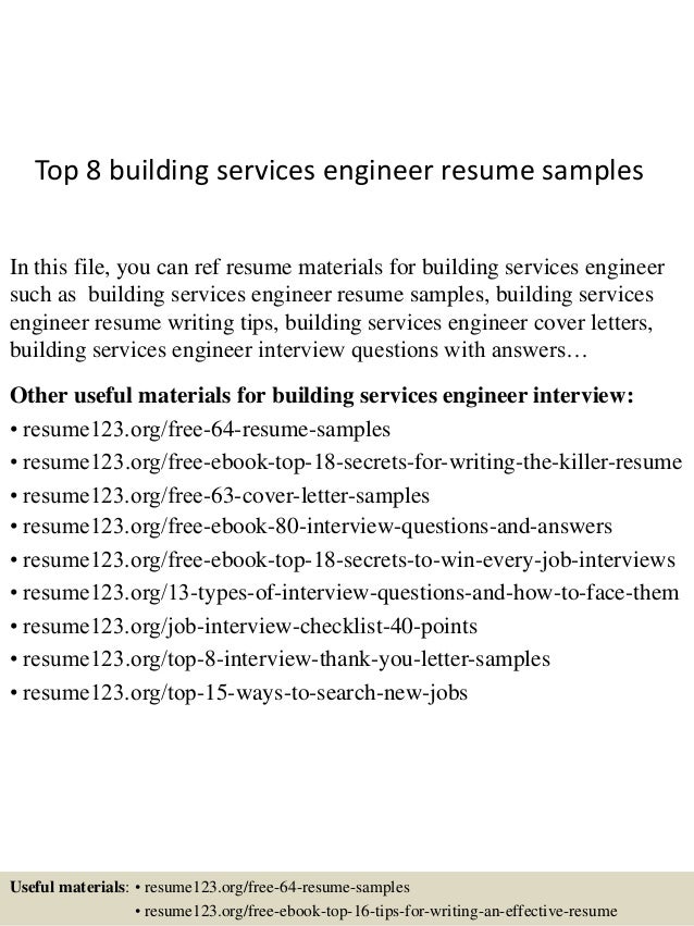 top 8 building services engineer resume samples resume building services