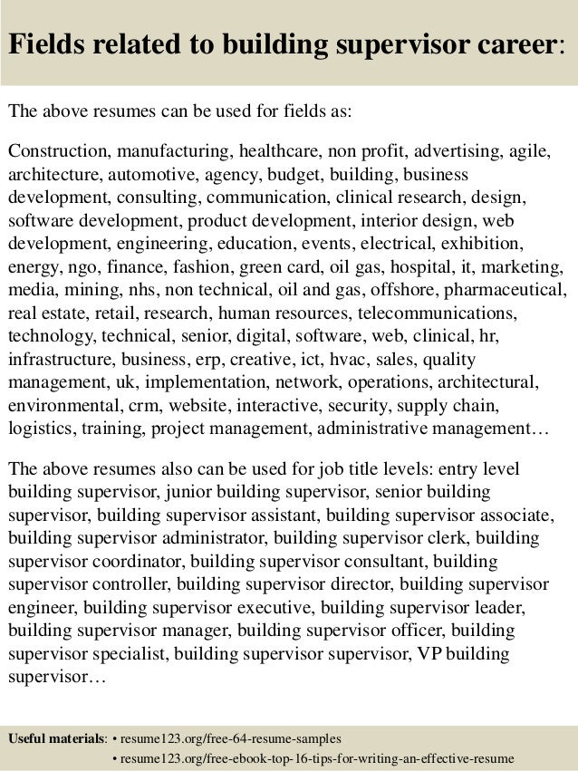 building supervisor resumes