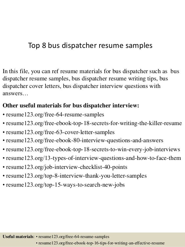 top 8 bus dispatcher resume samples interview questions for school bus drivers