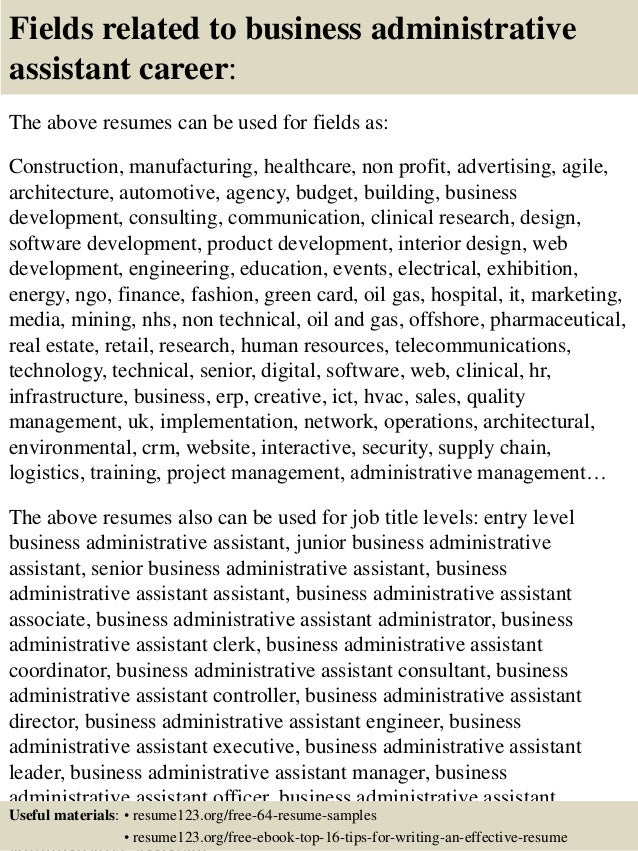 business assistant resumes