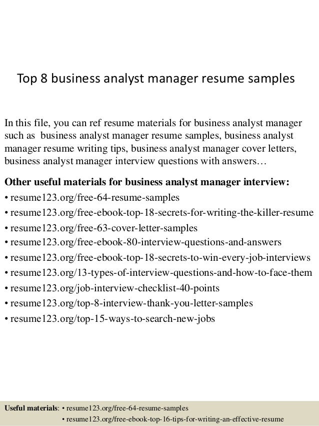 top 8 business analyst manager resume samples in this file you can ref resume materials - Business Resume Examples top 8 business analyst manager resume samples in this file you can ref resume materials - Business Resume Examples