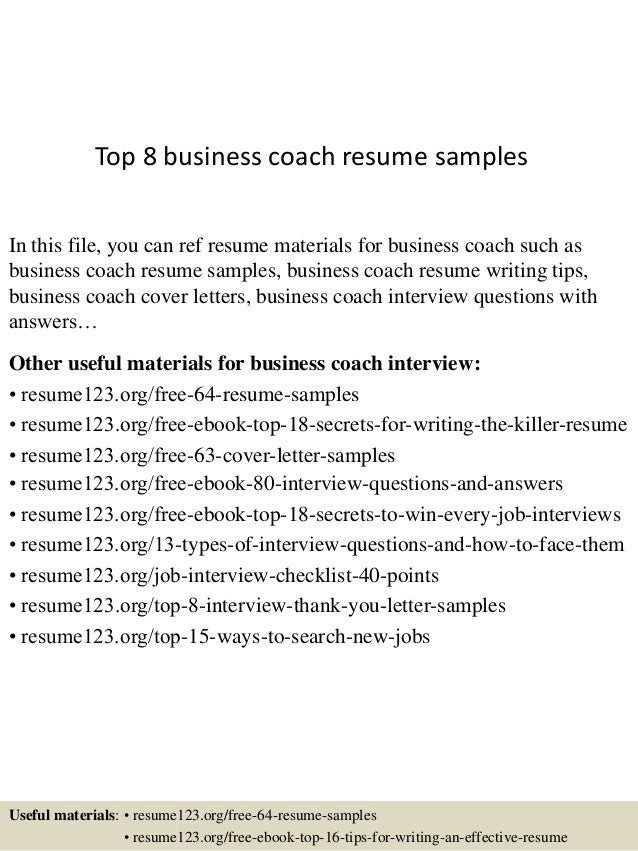 top 8 business coach resume samples sample coach resume