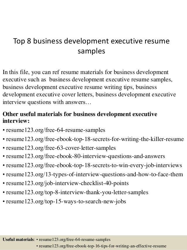 top 8 business development executive resume samples 1