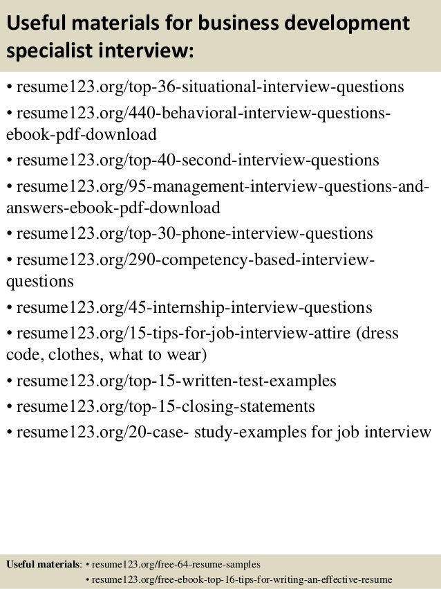 business development specialist resume
