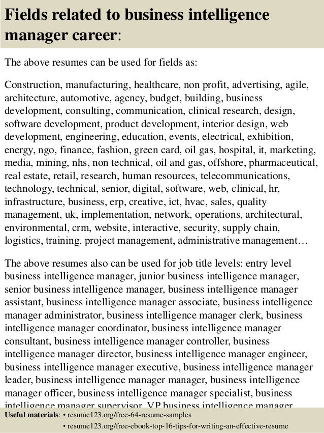 Business intelligence program manager resume