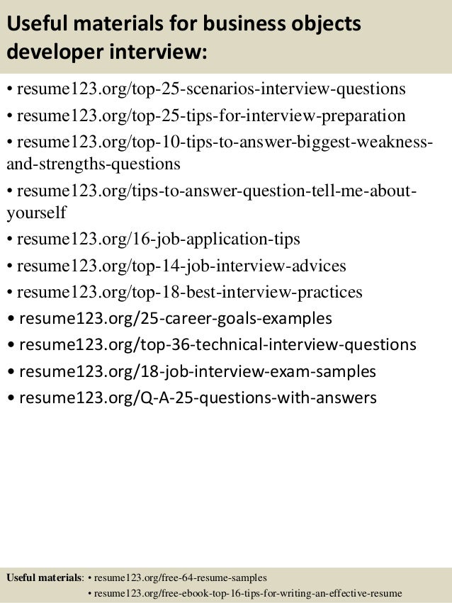 business object resume