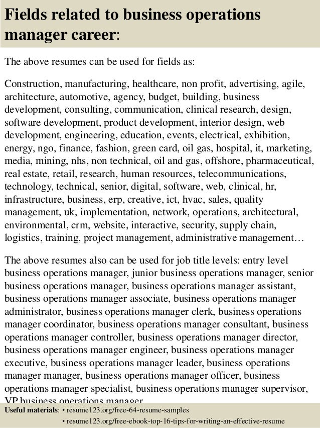 16 fields related to business operations