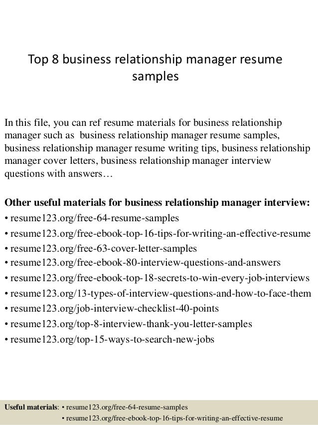 top 8 business relationship manager resume samples 1 638