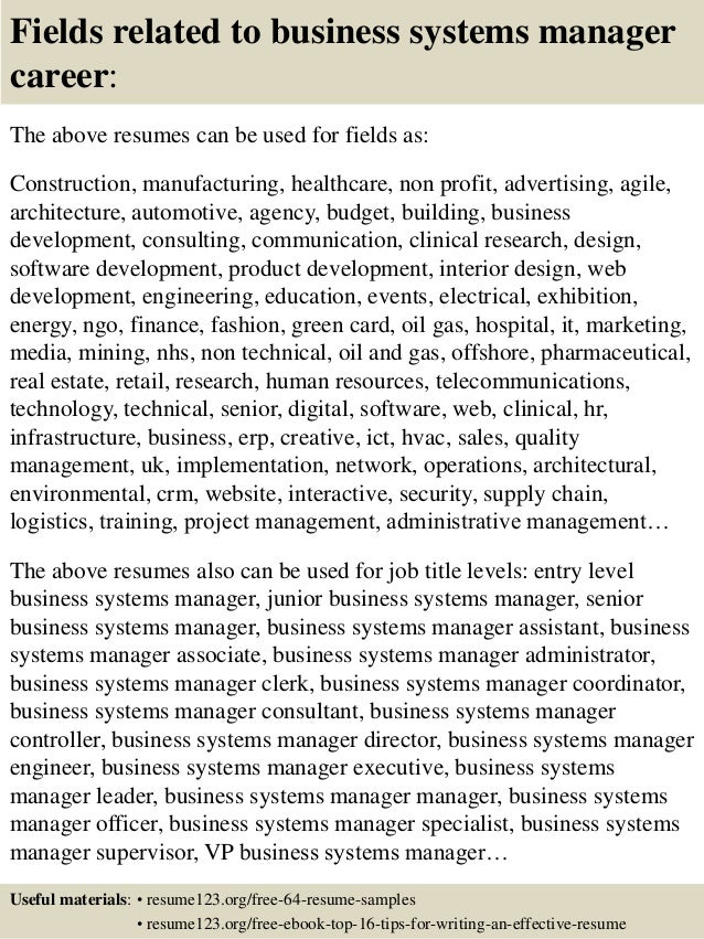 Systems it manager resume