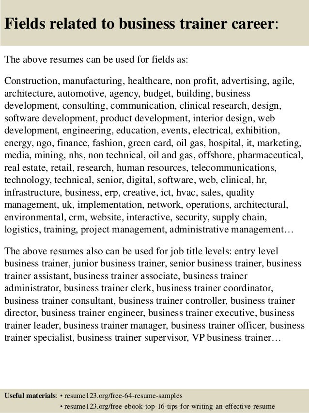 personal trainer resume objective