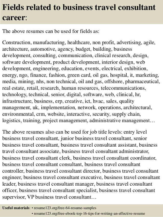 junior travel consultant resume