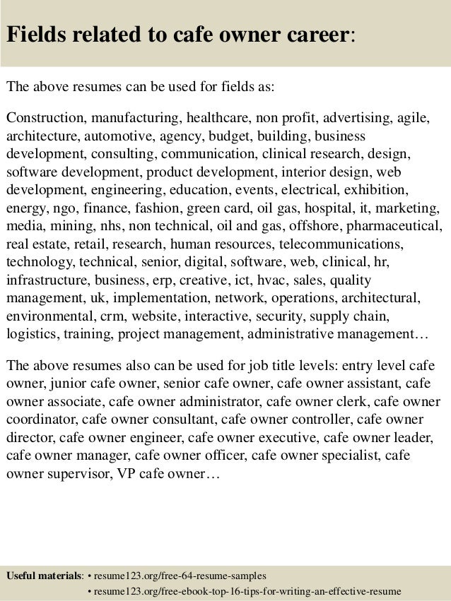 Top 8 Cafe Owner Resume Samples