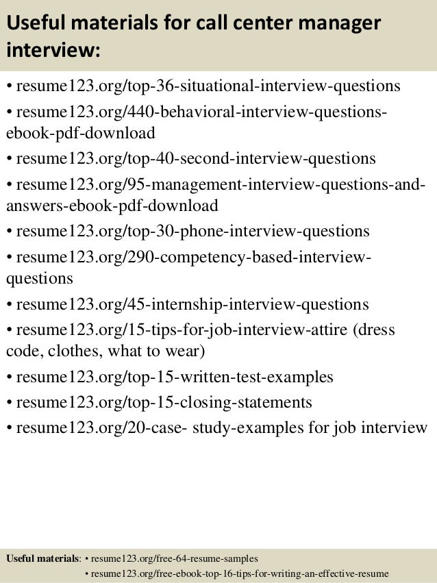 call center manager resumes