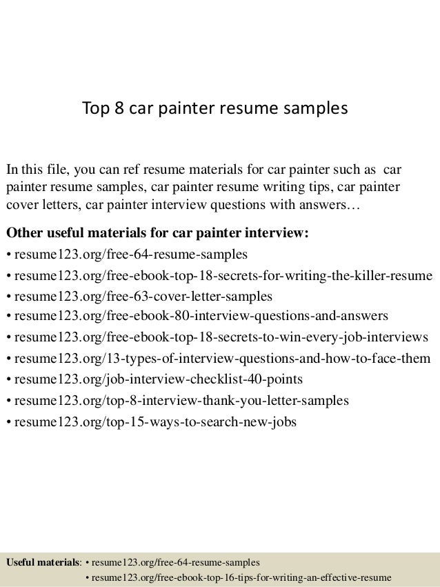 Top 8 car painter resume samples