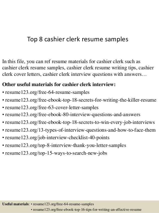 cashier clerk resumes