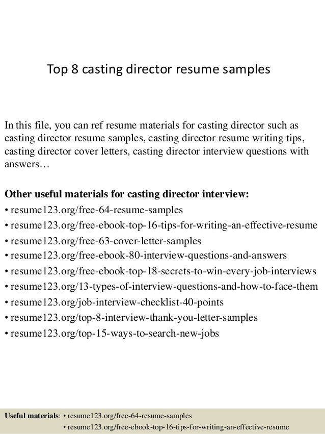 top 8 casting director resume samples director resume sample