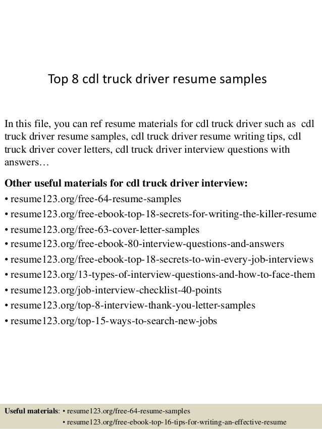 Entry level truck driving resume