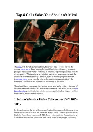 Top 8 Iconic Cello Solos: Masterpieces of Emotion and Technique | DOCX