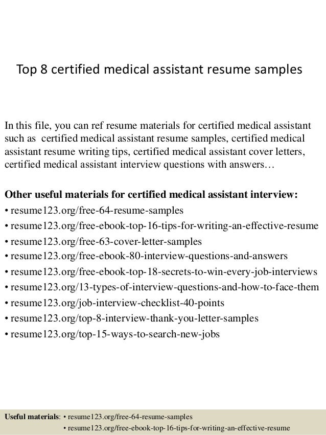 Certified medical assistant resume