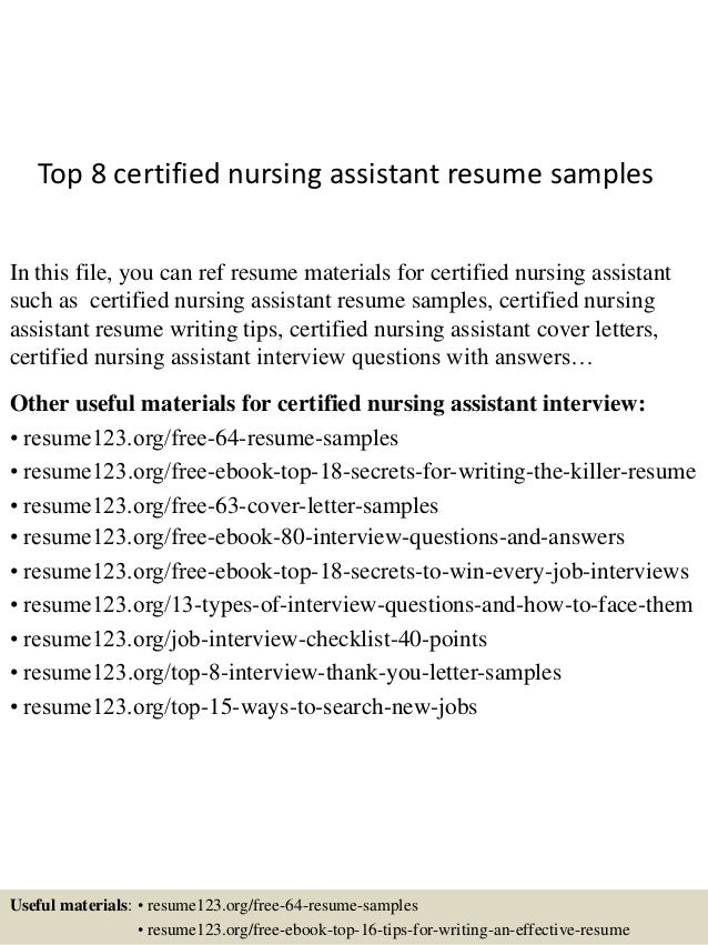 top 8 certified nursing assistant resume samples in this file you can ref resume materials - Certified Nursing Assistant Resume Samples top 8 certified nursing assistant resume samples in this file you can ref resume materials - Certified Nursing Assistant Resume Samples