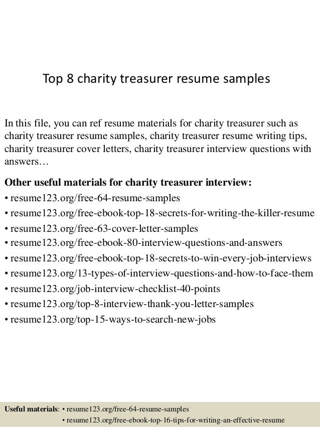 Sample treasurer resume