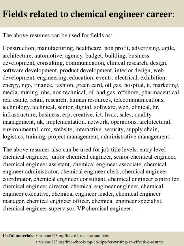 Entry level chemical engineer resume example