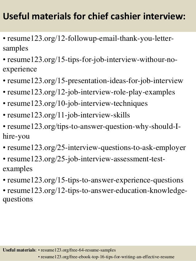 chief cashier resume