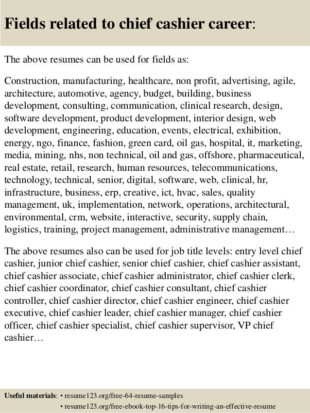 chief cashier resume