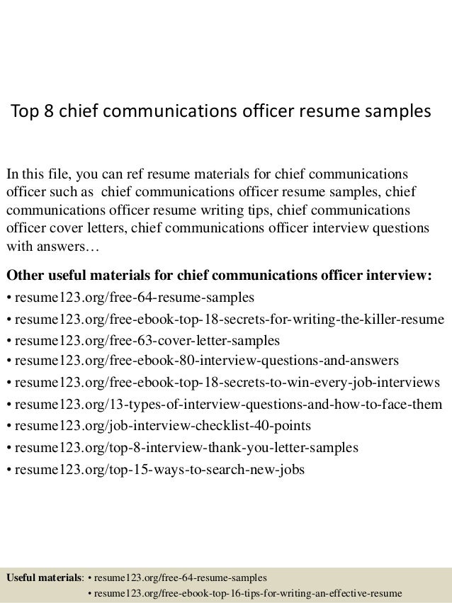 Top 8 Chief Communications Officer Resume Samples